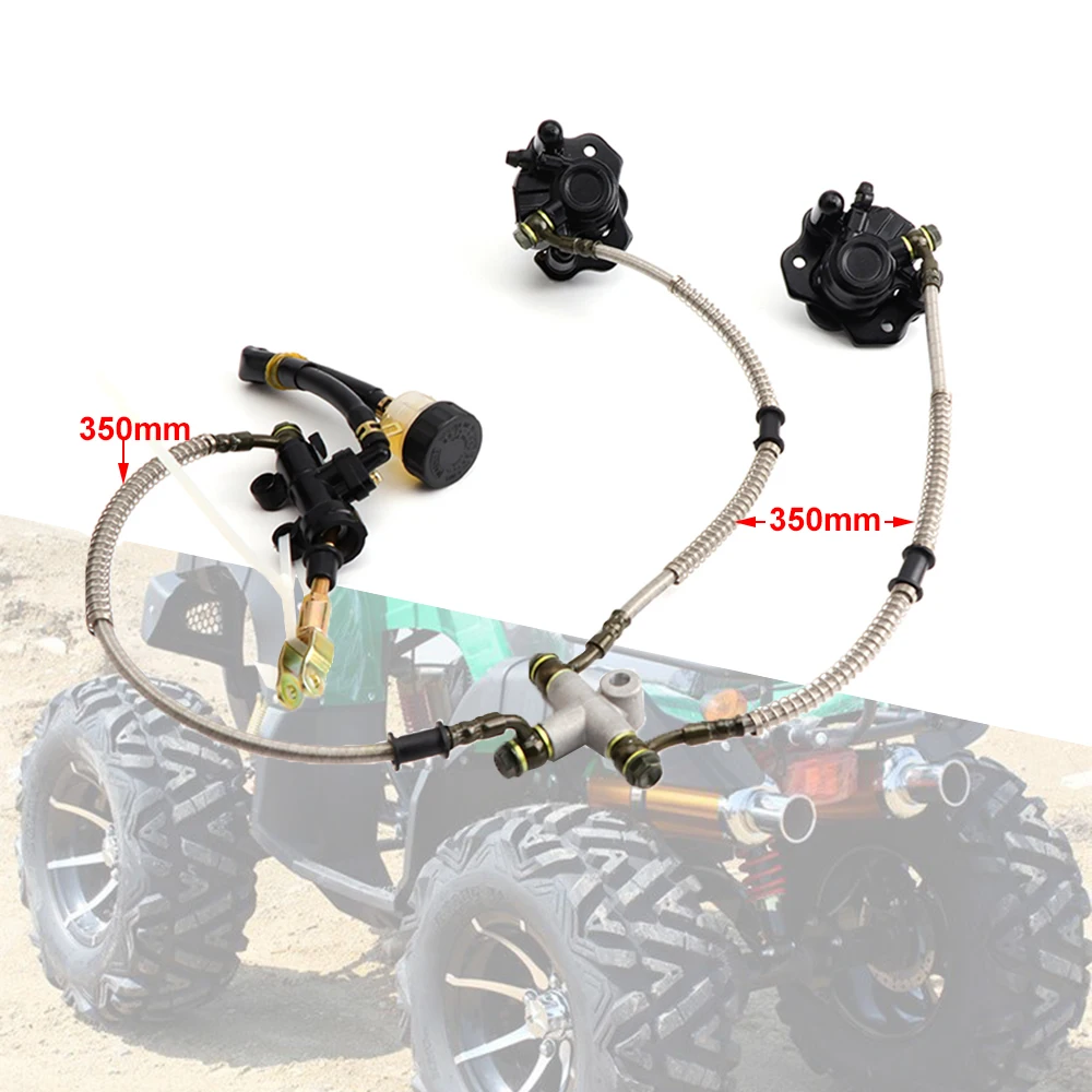 Conjunto de pinça hidráulica do cilindro mestre do freio a disco duplo traseiro para 150cc 200cc 250cc atv go kart utv buggy quad bike peças