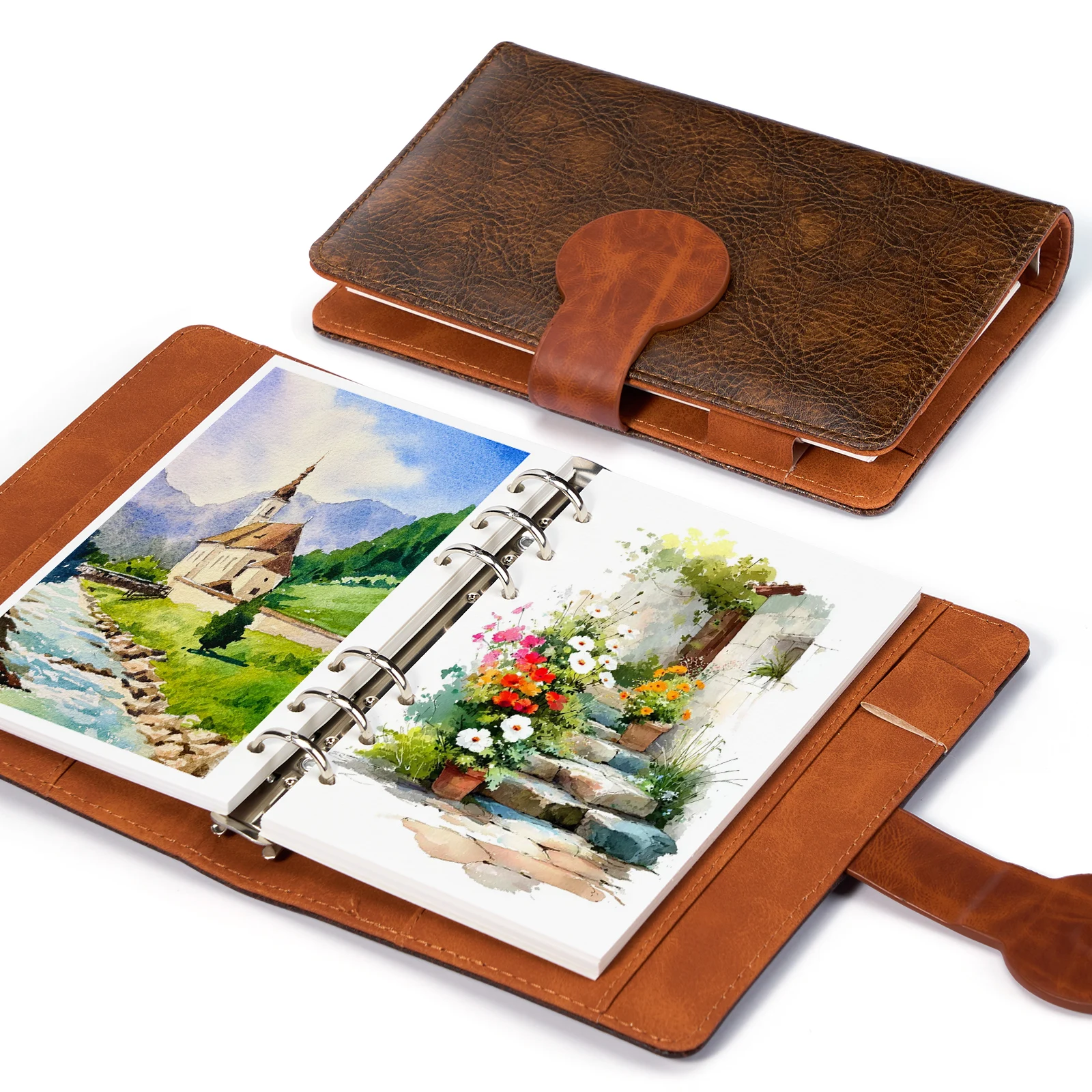 

Lightwish акварельный альбом для рисования многоразового использования, 100% хлопок, 300 г/м2, 6,69 x 3,94 дюйма, бумажный блокнот для журналов, 20 листов с полиуретановой обложкой