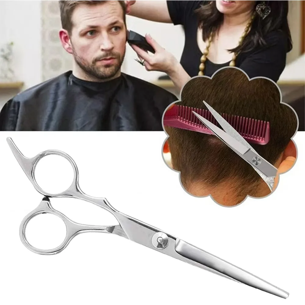 Tesoura de Cabeleireiro Profissional em Aço Inoxidável para Corte de Cabelo em Salão e Uso Doméstico