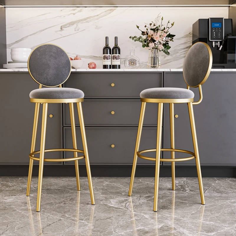 

Metal Bar Stool Nordic Home Light Luxury Modern Simple Ins Bar Front Desk Cashier Backrest Chair High Stool Bar Chair