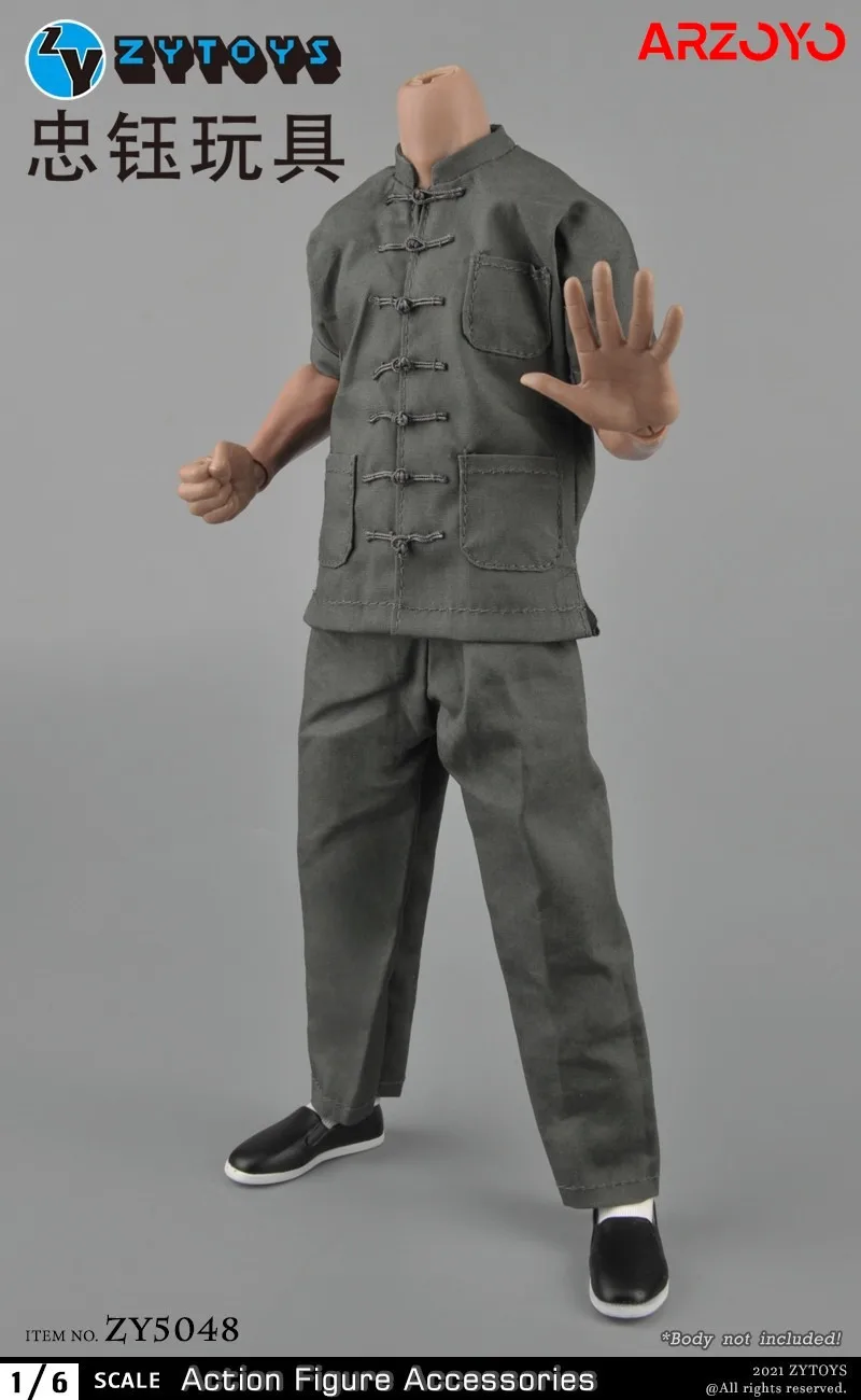 ZYTOYS ZY5051 ZY5045 ZY504 Skala 1/6 Męski Tradycyjny Chiński Strój Kungfu Model Pasujący do Figurki Akcji Żołnierza 12''