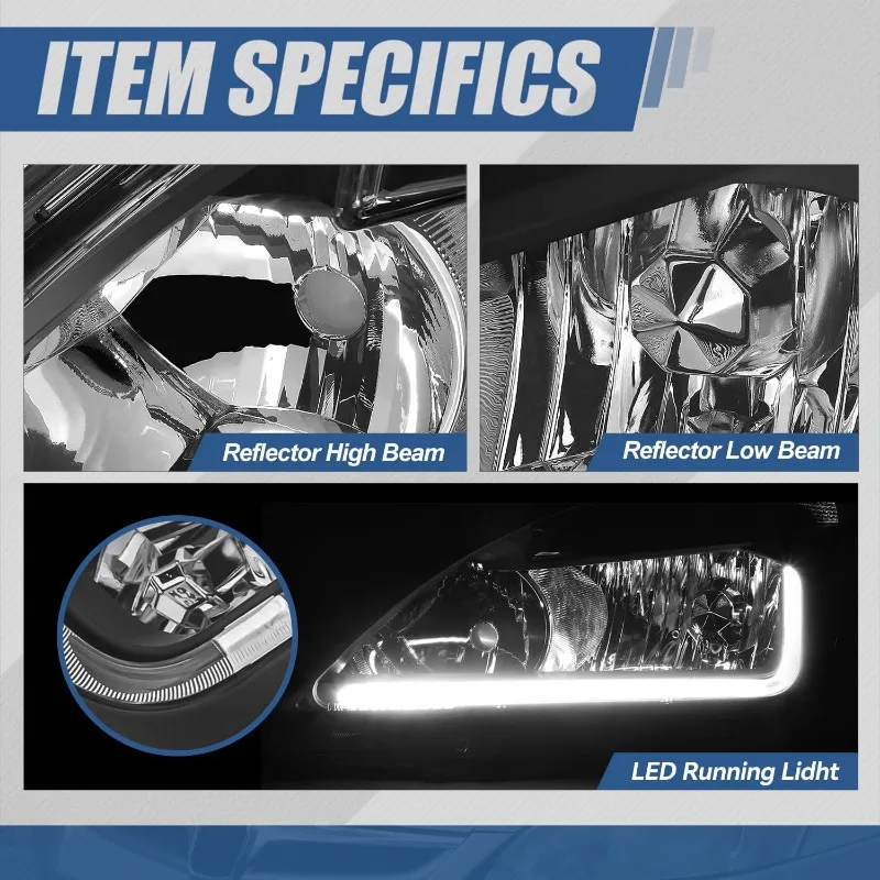 Conjunto de faróis LED DRL de dinastia automática compatível com 03-07 Accord 7a geração UC1