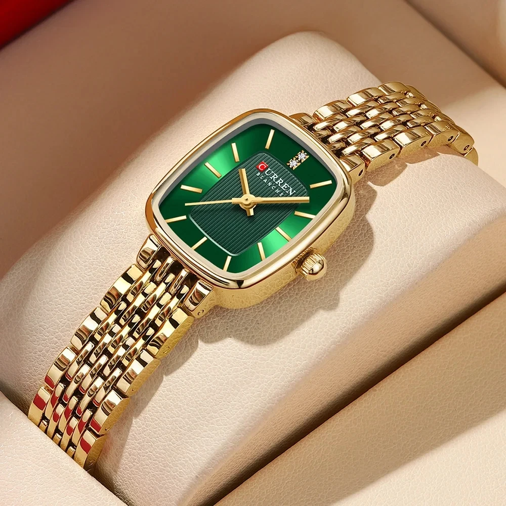 CURREN 9093 Women Watch Rhinestone green Quartz Steel Watch for Women Causal Ladies Watch bayan kol saati relojes para damas