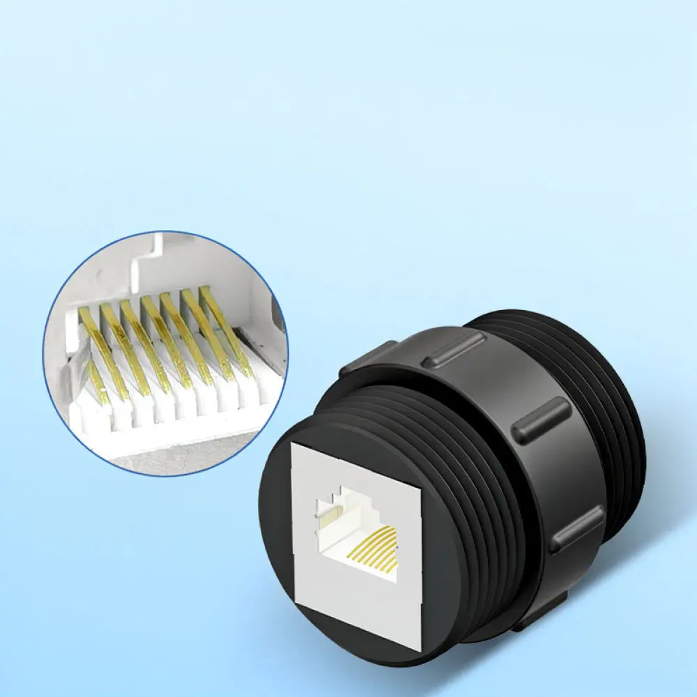 Waterproof Network Adapter IP68 Nylon Connector For Cat7 Cat6 Ethernet Cable Extension RJ45 Joiner Socket Plug
