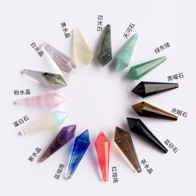 Natural Crystal Pendulum Pendant 12 Faceted Polyhedral Prism Spiritual Divination Healing Necklace Charm Jewelry Wholesale 2026