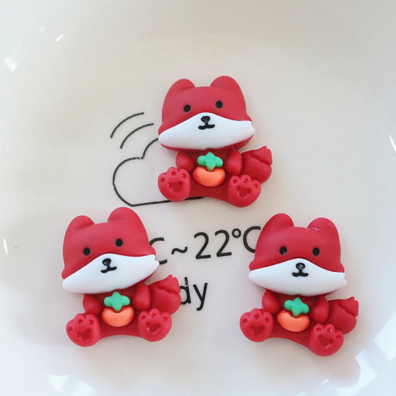 10 Pcs New Mini Kawaii Cartoon Fox, Animal Bear Resin Cabochons Scrapbook Diy Jewellery Hairpin Accessories Decorate Craft