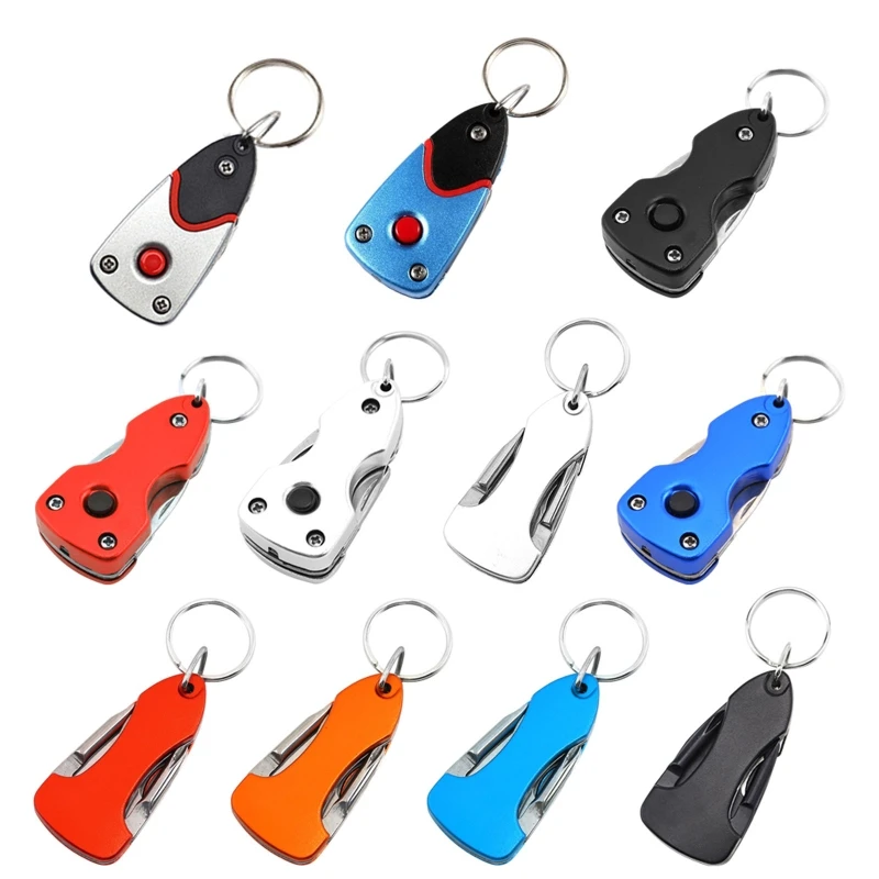 6-in-1 for Key Ring Multitool for w/ LED Flashlight Portable Tool Bottle Opener Knife Flat for Cross Screwdriver Multifu