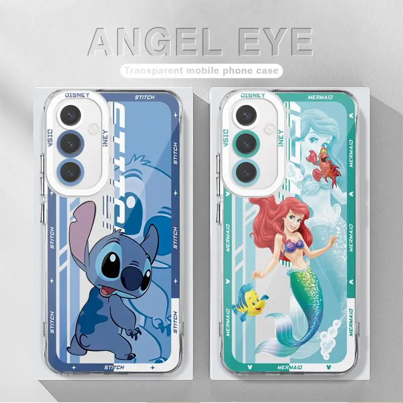 Stitch Mermaid Chip Clear Phone Case for Samsung Galaxy A55 A54 A53 A15 A14 A35 A25 A50 A05 A34 A33 A71 A72 Transparent