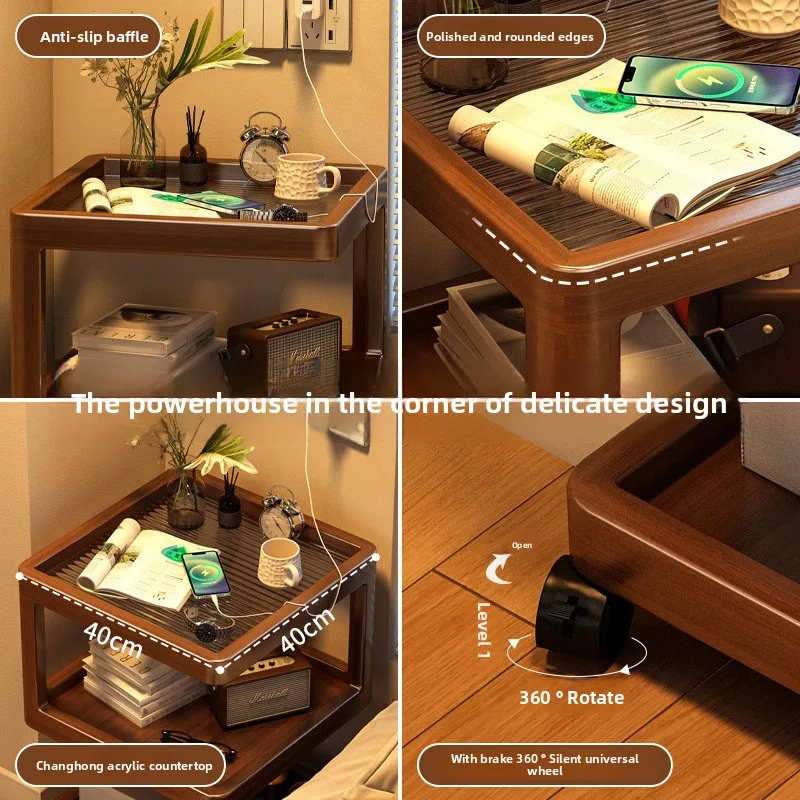 Verplaatsbaar nachtkastje Multifunctionele plank in de slaapkamer Meerlaagse salontafel bijzetkast Opbergrek aan de bank