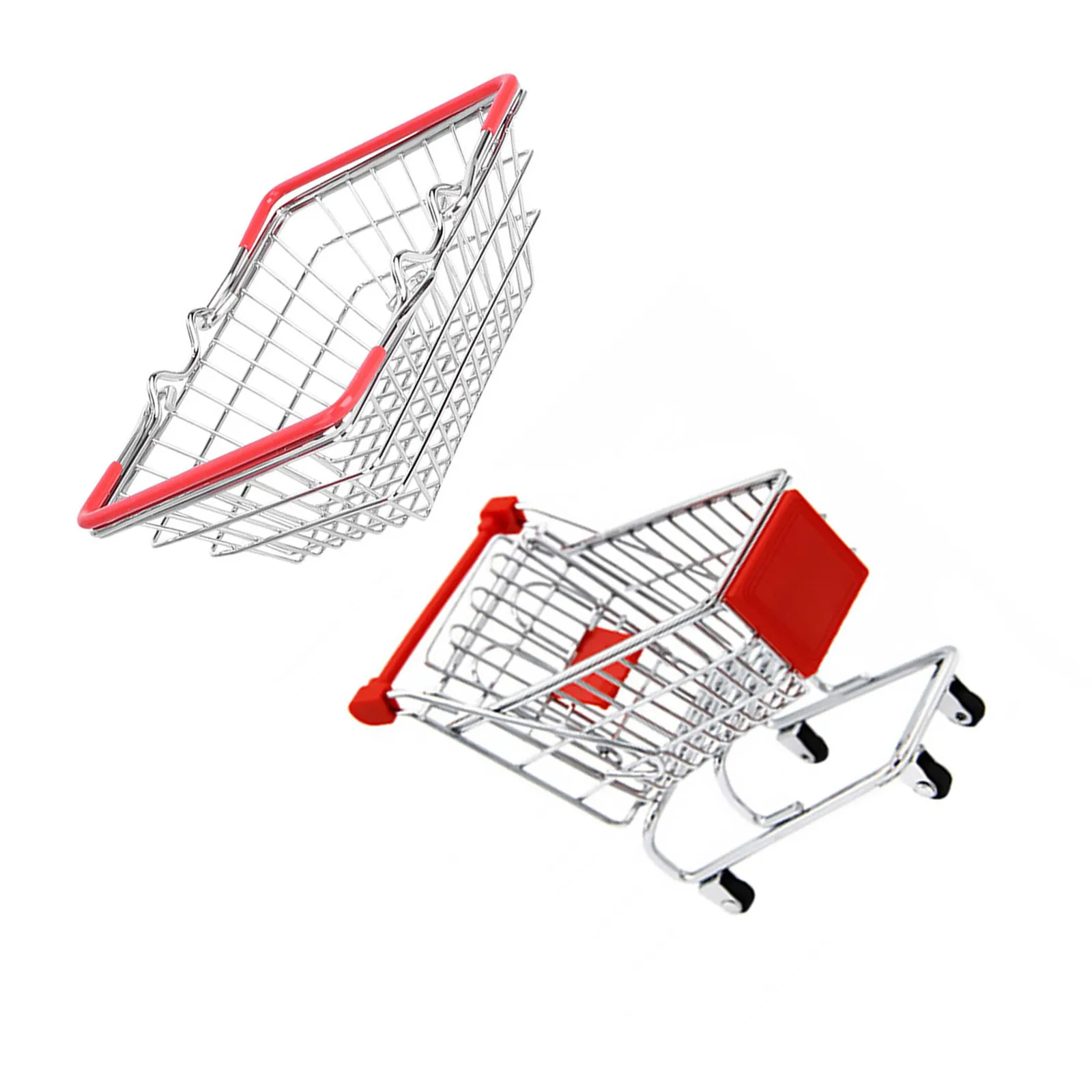 1 Set de Carrito y Cesta de Compras de Juguete para Niños, de Acero Inoxidable Premium, Juego Educativo de Rol para Preescolares, Simulación de Supermercado