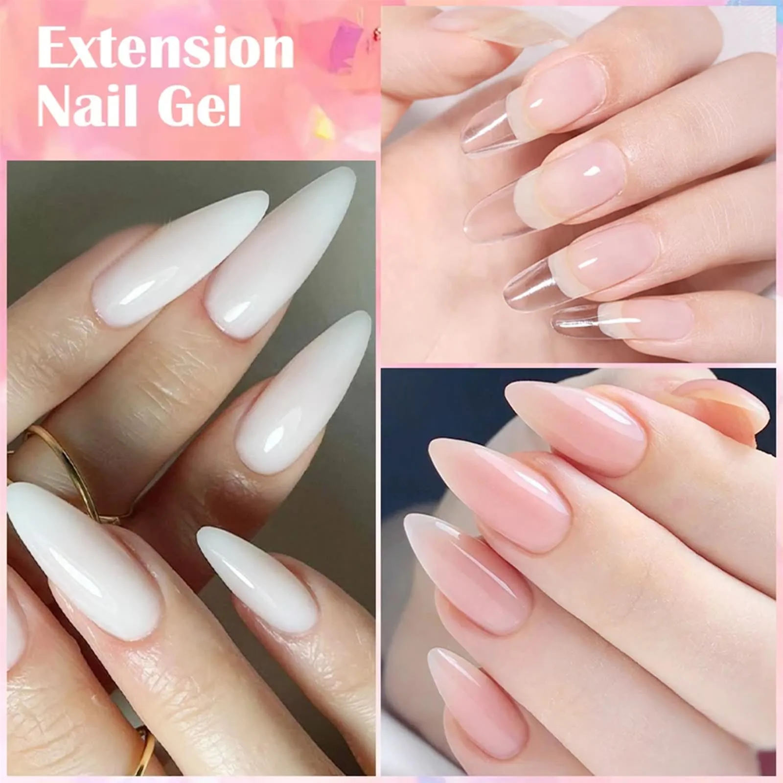 60ml Nail Art Gel Polish Nail Pink White Clear Varnish Acrylic Powder Liquid Nail Art Poly Nail Gel for Fingertip Extension tool