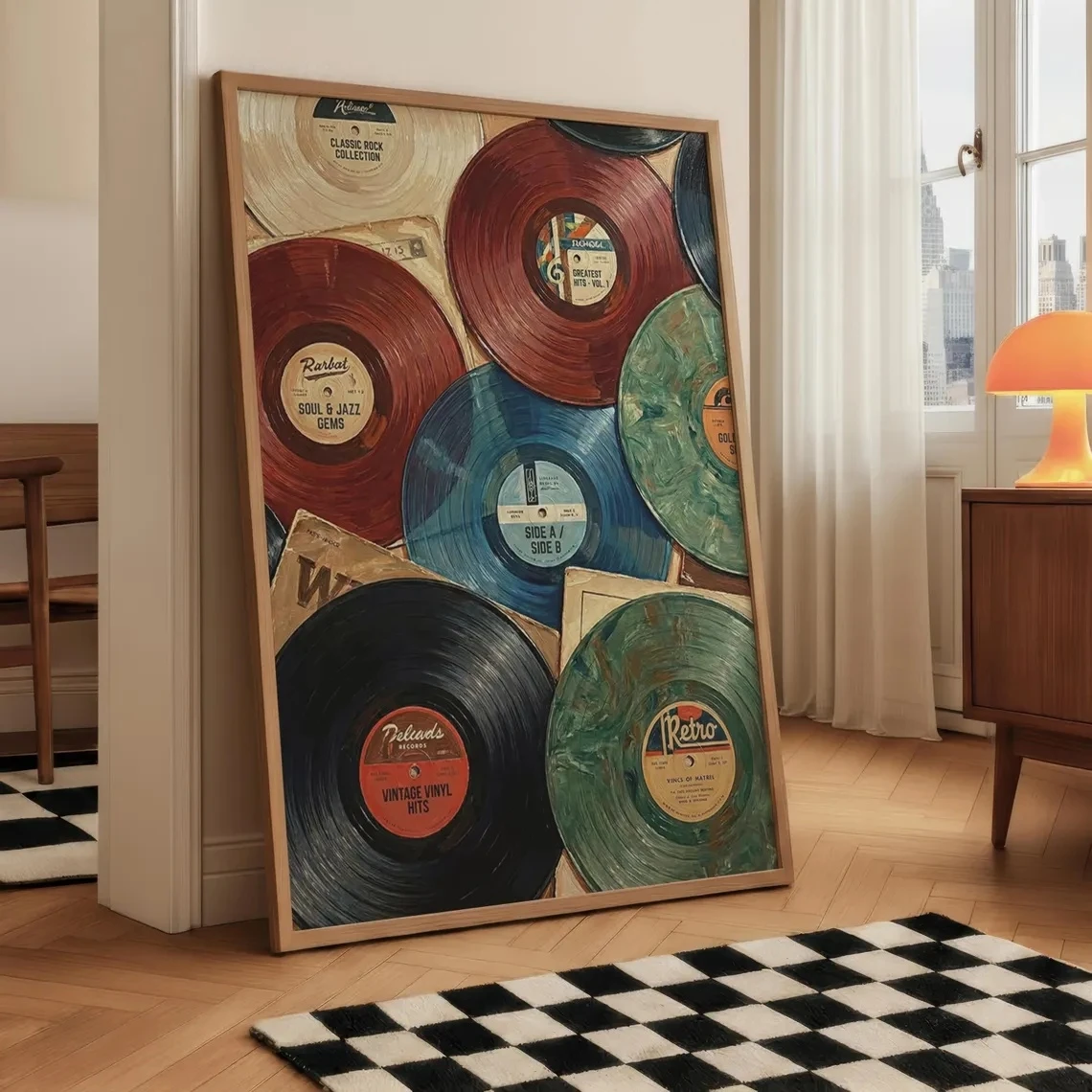 Vintage Record Eclectic Wall Art Canvas Printed Painting Trendy Art Retro Printable Eccentric Prints Music Poster Home Decor