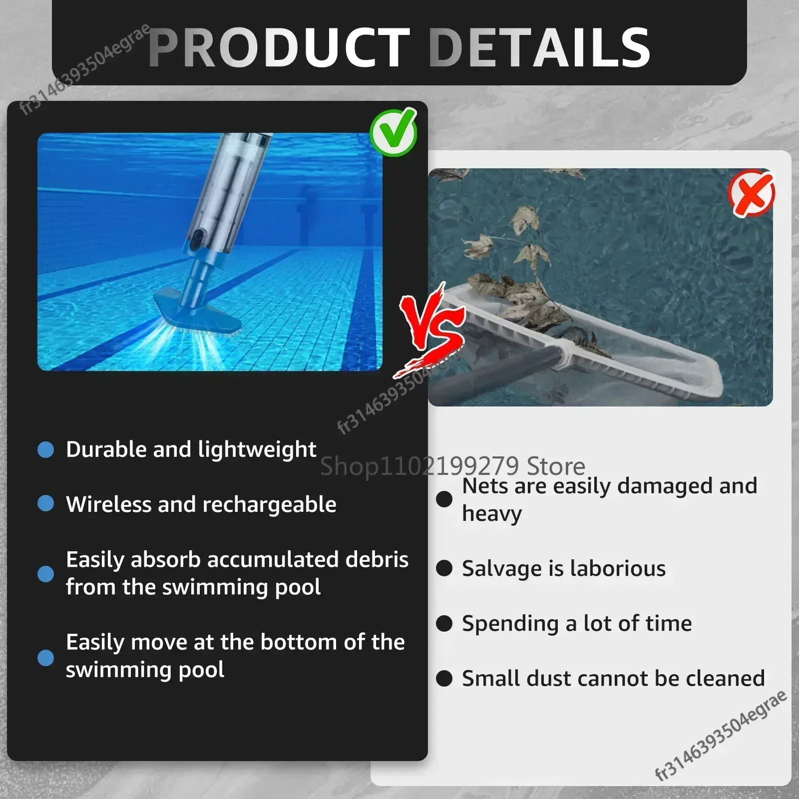 NEUE Pool Staubsauger Wiederaufladbare Pool Aquarium Schwimmen Handheld Cordless Spas Whirlpools Tragbare