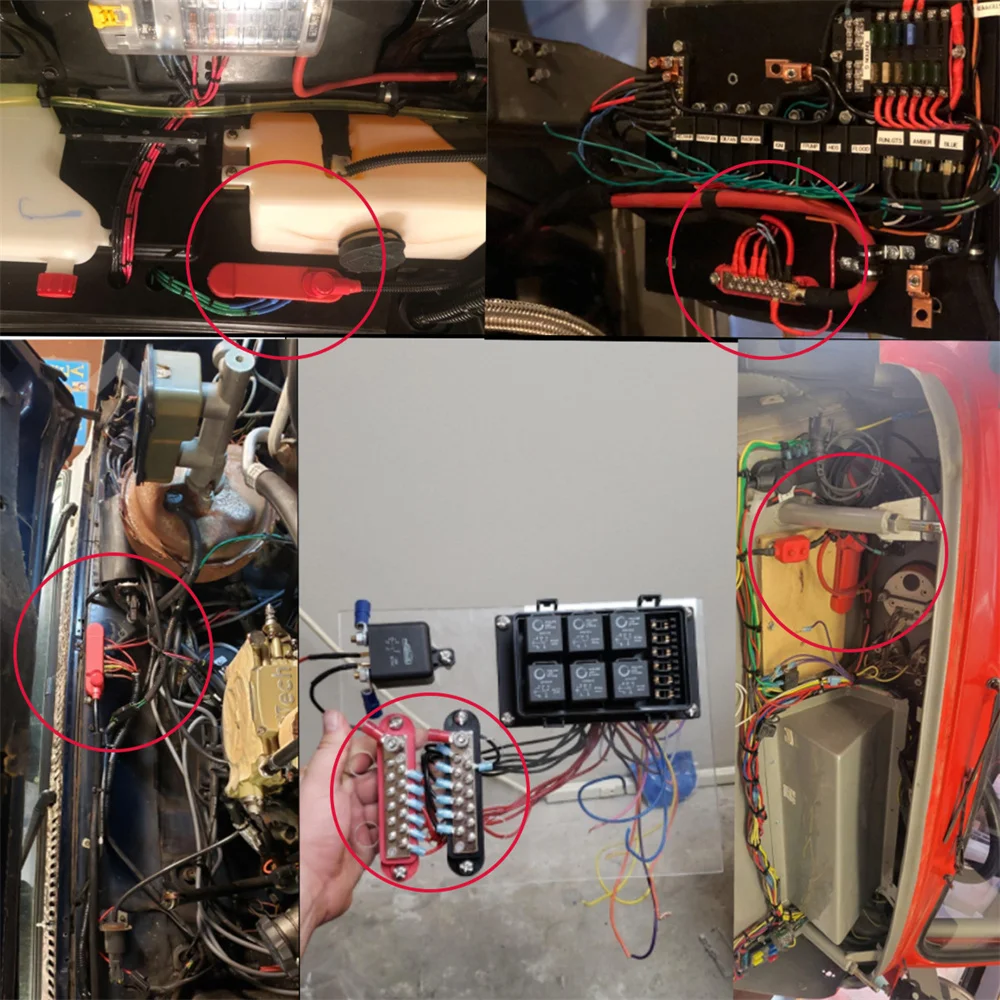 Bloco de distribuição do poder da barra do ônibus, par, preto, vermelho, rv, iate, 12 vias, fileira terminal da fiação, 12 pontos, 180A, 12V, 150A, par