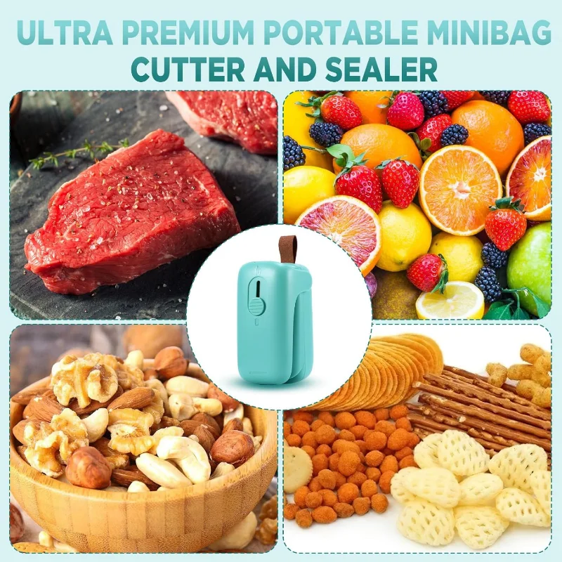 Mini aferidor do saco, aferidor do vácuo do saco 2 em 1 aferidor e máquina de corte portátil aferidor do calor com para saco plástico lanche alimentos sav