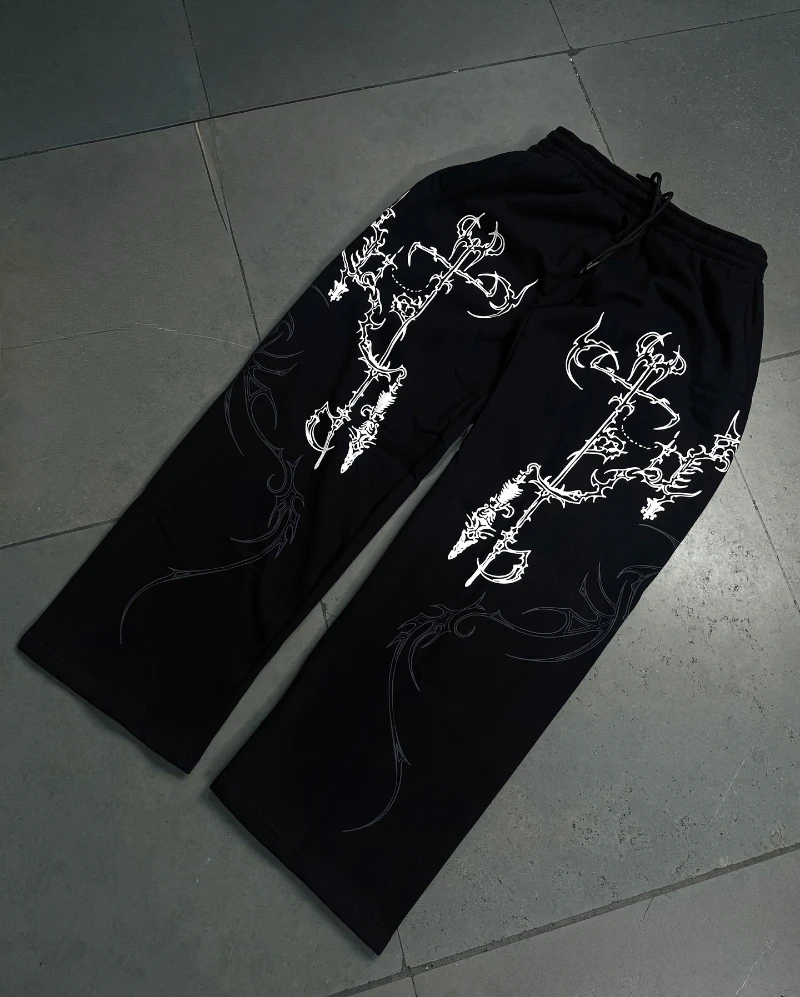 

Мужские повседневные спортивные брюки свободного кроя прямого кроя с принтом для спортзала и повседневной одежды с эластичным поясом, дышащая прочная ткань