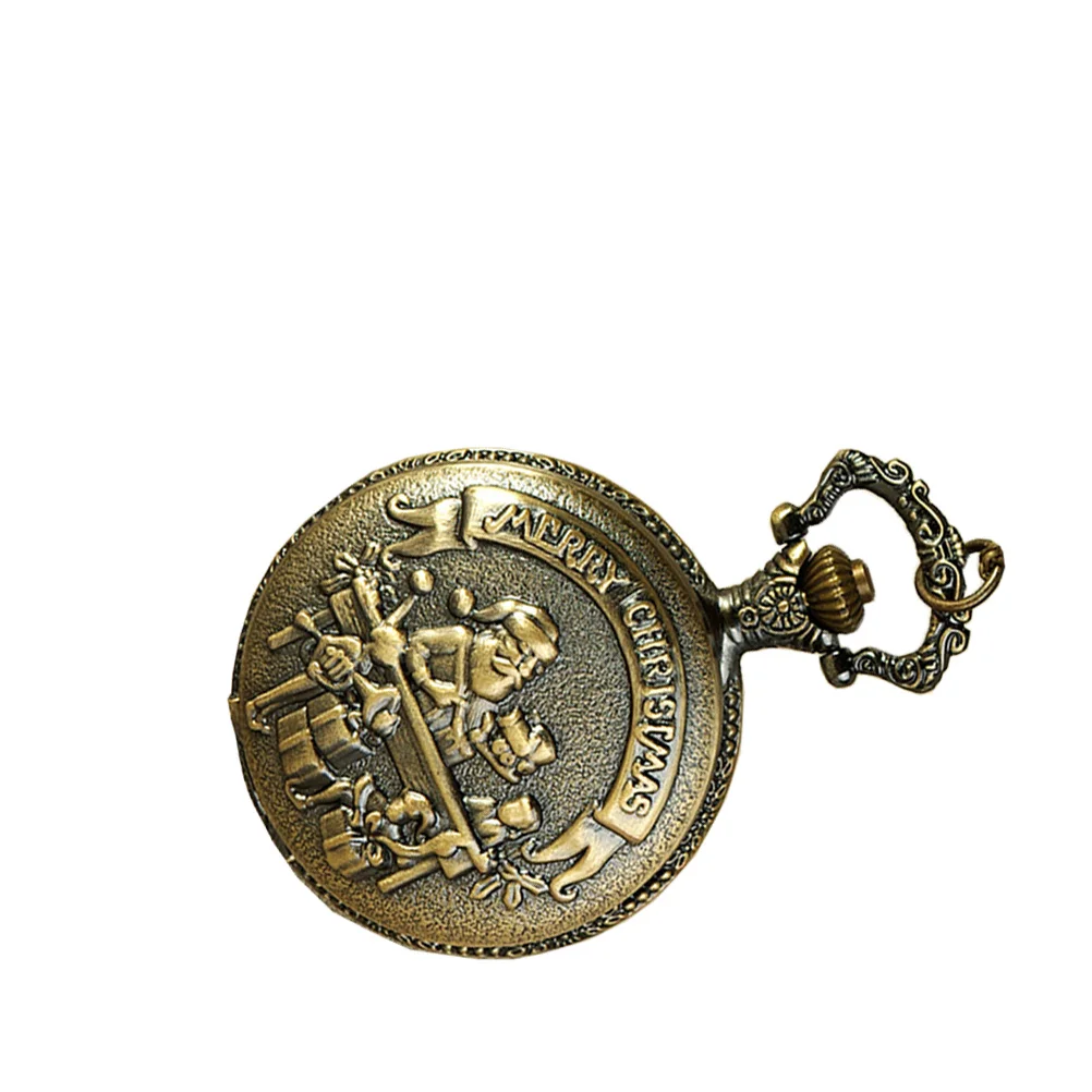 

40X4.6 Bronze Santa Claus Pocket Watch Quartz Outdoor Camping Hiking Fishing Gift Timepiece