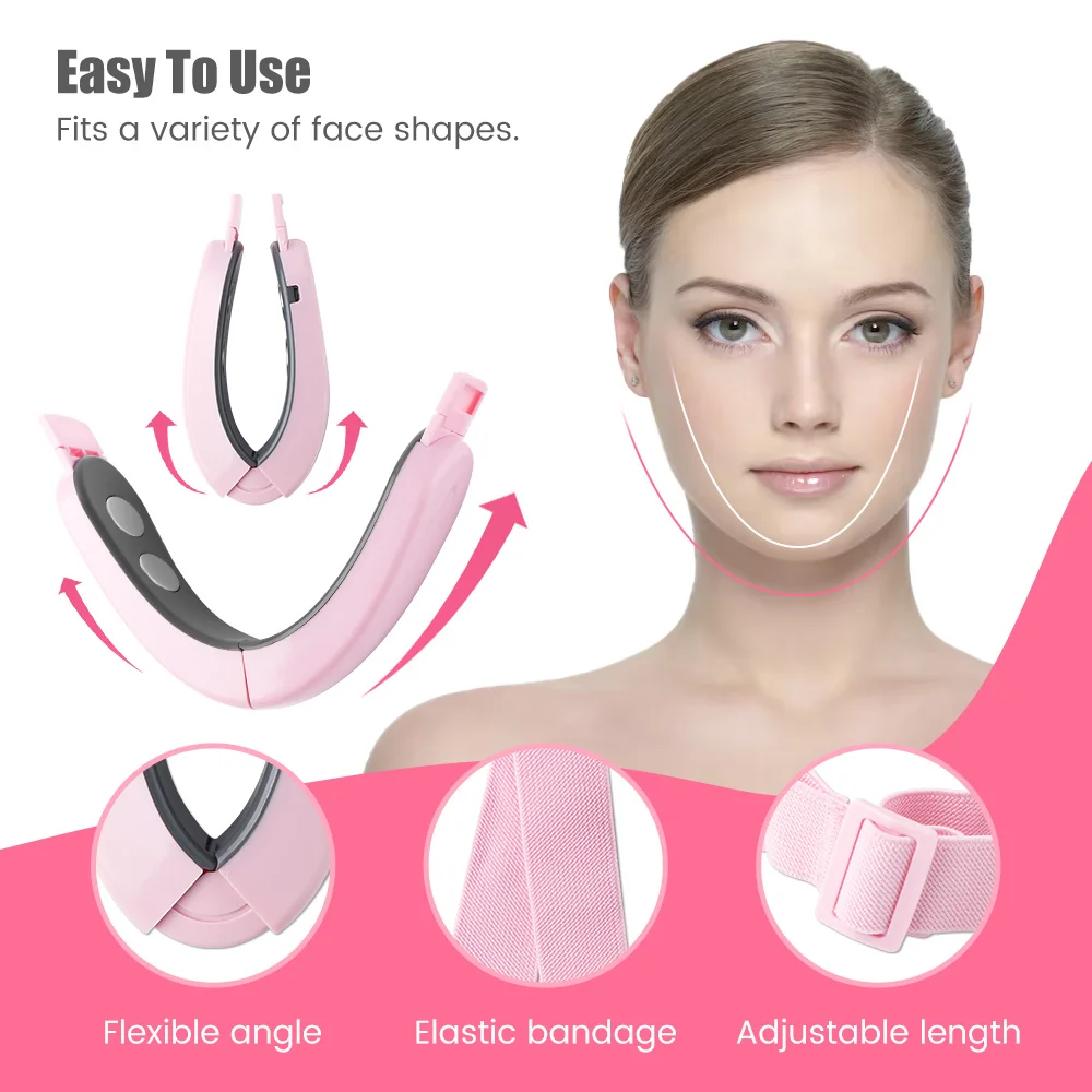LED Photon Therapy Face Slimming Vibration Massager EMS Facial Lifting Devices Double Chin V Line Lift Belt Cellulite Jaw Device