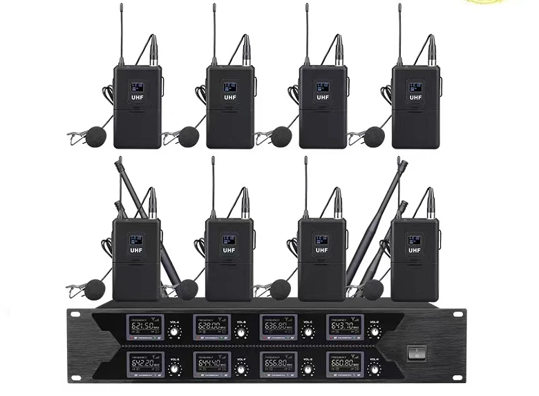 Fixed frequency U-band one to eight wireless microphone lavalier earphone stage performance