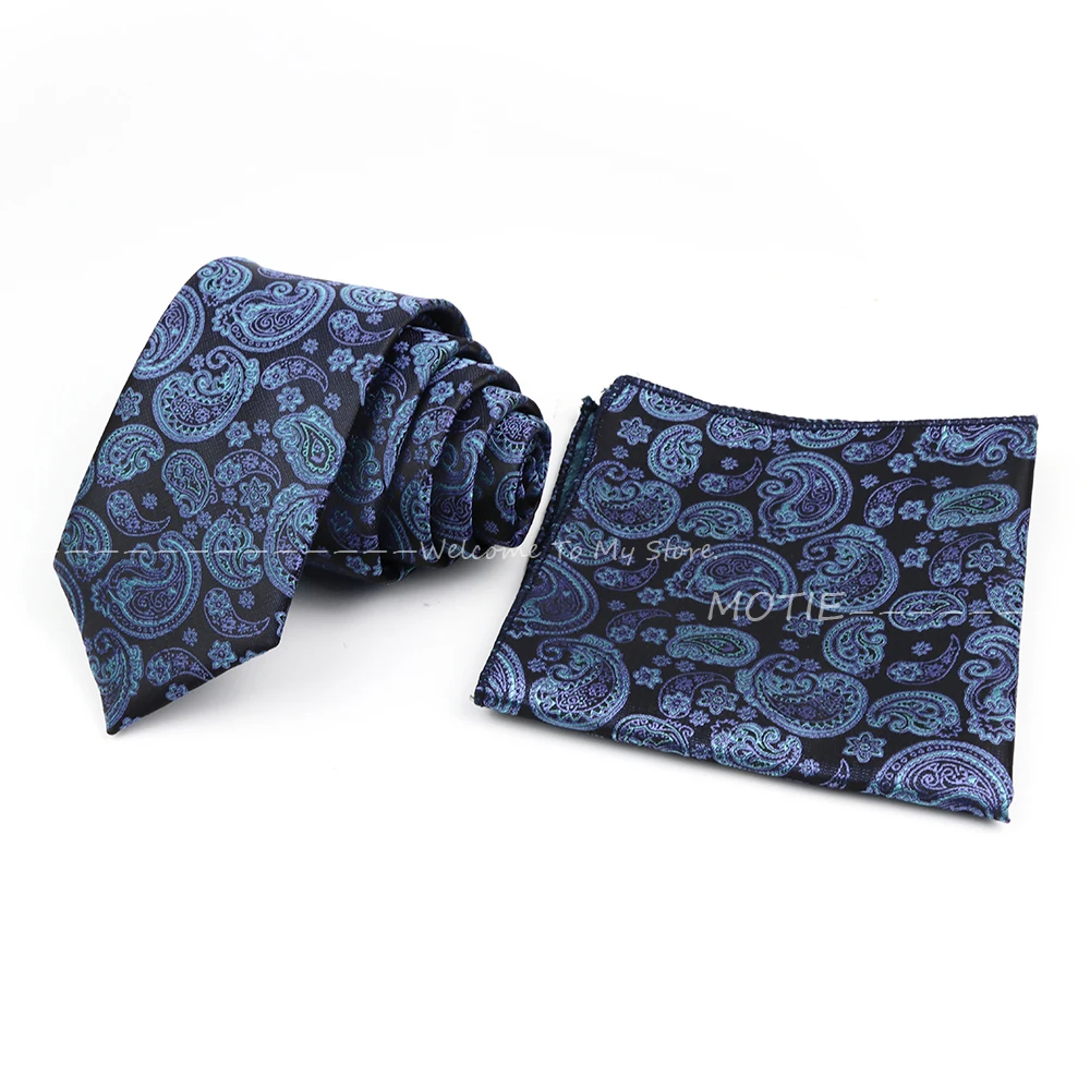 Men's Paisley Tie Set Green Blue Pocket Square Handkerchiefs For Dinner Party Shirt Dress Daily Wear Elegantly Accessoies Gifts