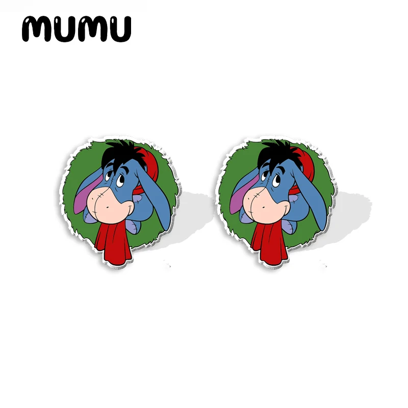 2024 New Christmas Pooh Stud Earring Piglet Tigger Epoxy Jewelry Resin Acrylic Earrings Handmade Gifts Girl