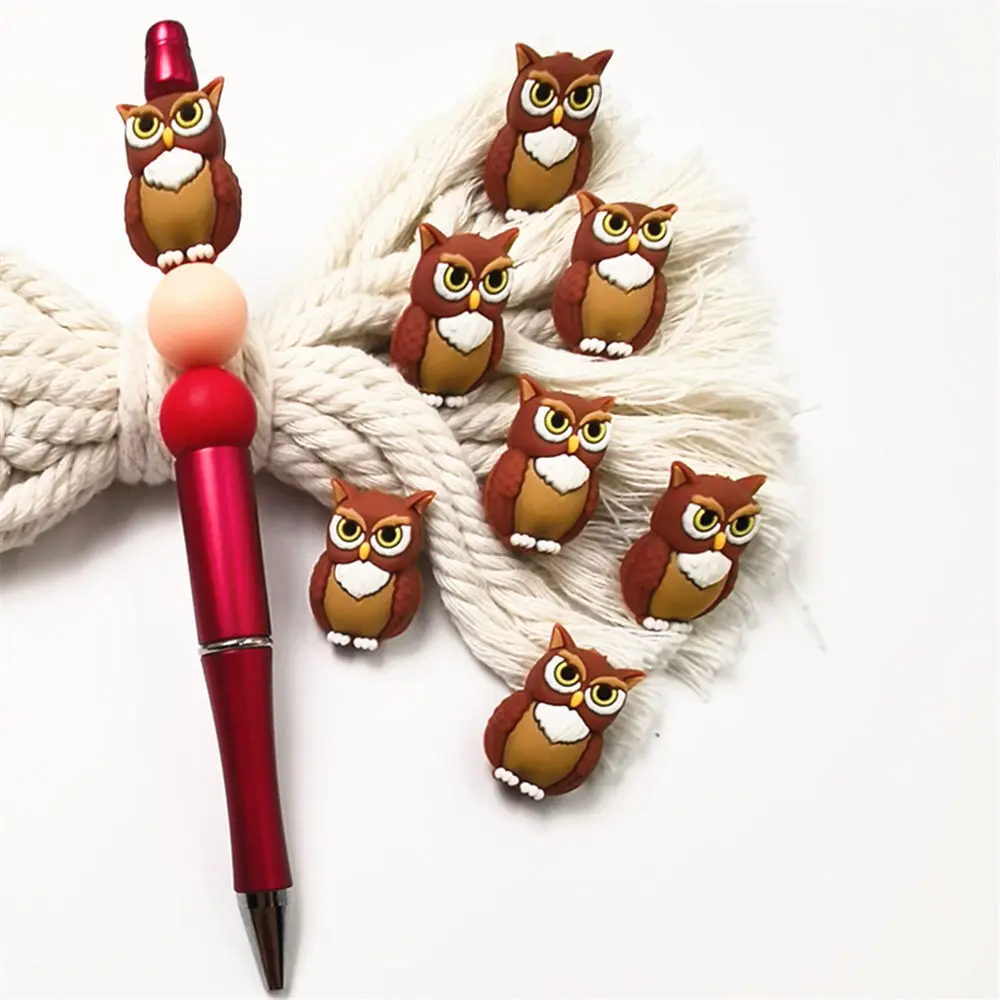 5pcs cartoon cute owl 3D Focal Beads for DIY bracelet necklace anklet phone keychain bookmark pen Accessories