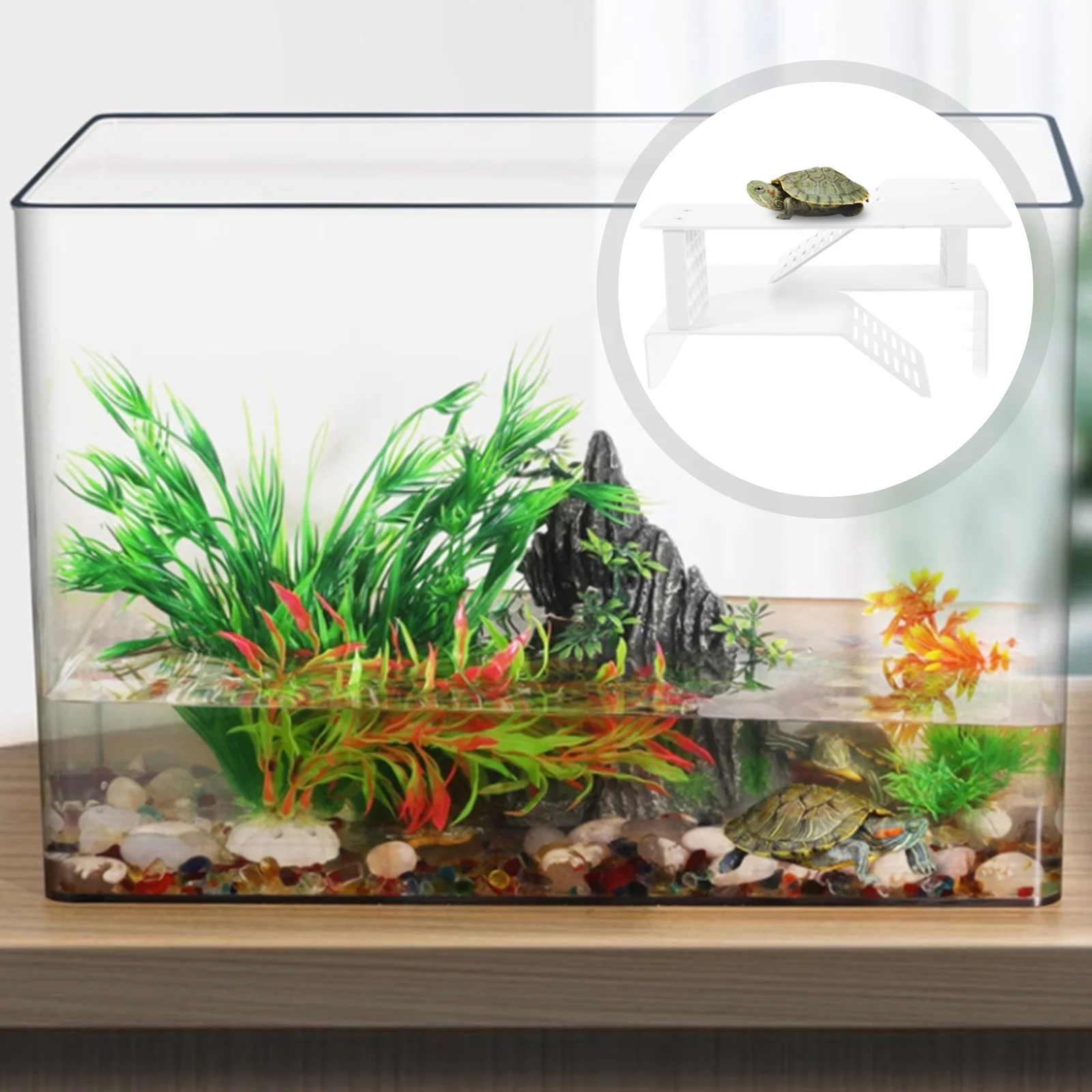 

Turtle Basking Platform Plastic Amphibious Tortoise Resting Terrace Climb Ladder For Fish Tank Aquarium Ornament Accessory