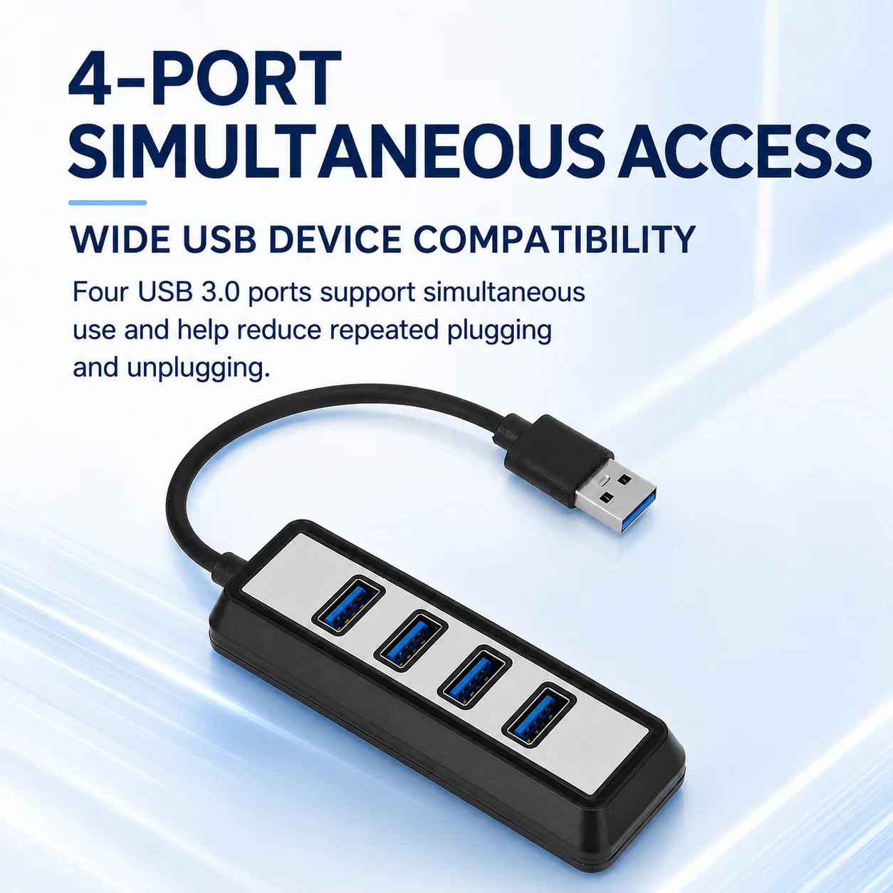 4-Port USB Hub USB 3.0/2.0 Splitter Black/White Plug and Play Portable Adapter for Laptop PC TV Keyboard Mouse USB Flash Drive