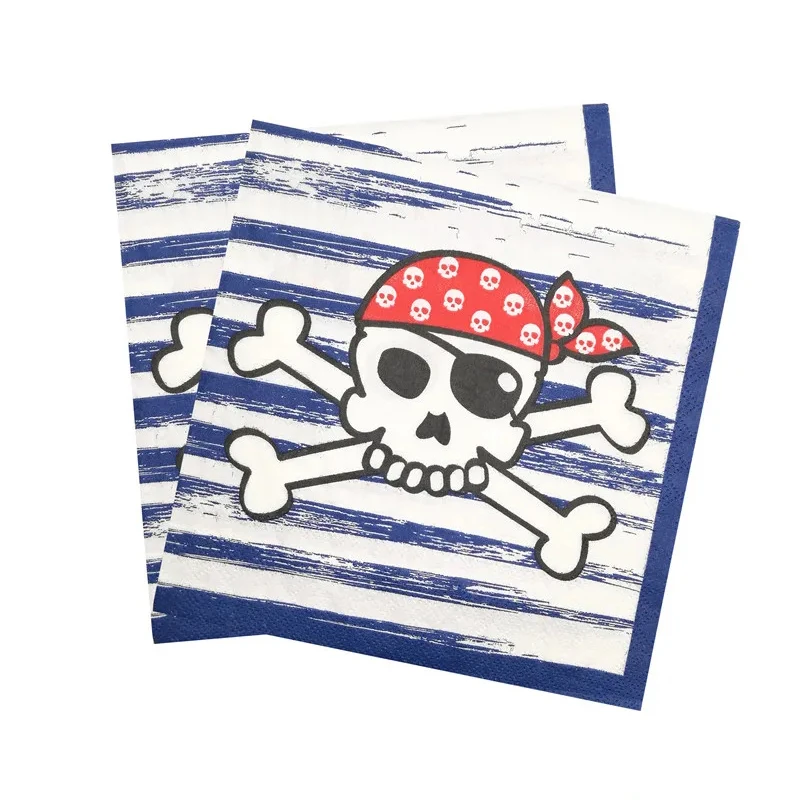 Animal One eyed Pirate Captain Disposable Napkin Kids Happy Birthday Party Baby Shower Pirate Theme Party Decoration Supplies