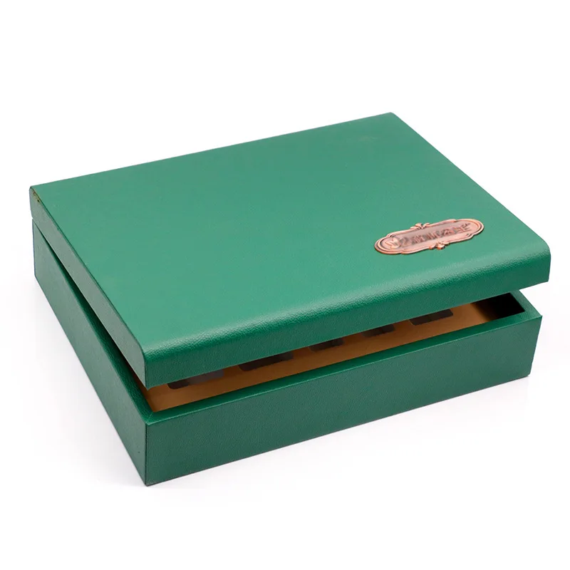 Aangepaste verpakking Batch PU-leer Groen Flip Cover Box INS Huidverzorging Cosmetische Set Box