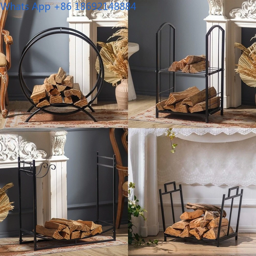 

Wood Storage Rack for Indoor Outdoor Fireplace Living Room Home Use Stylish European Design Firewood Holder