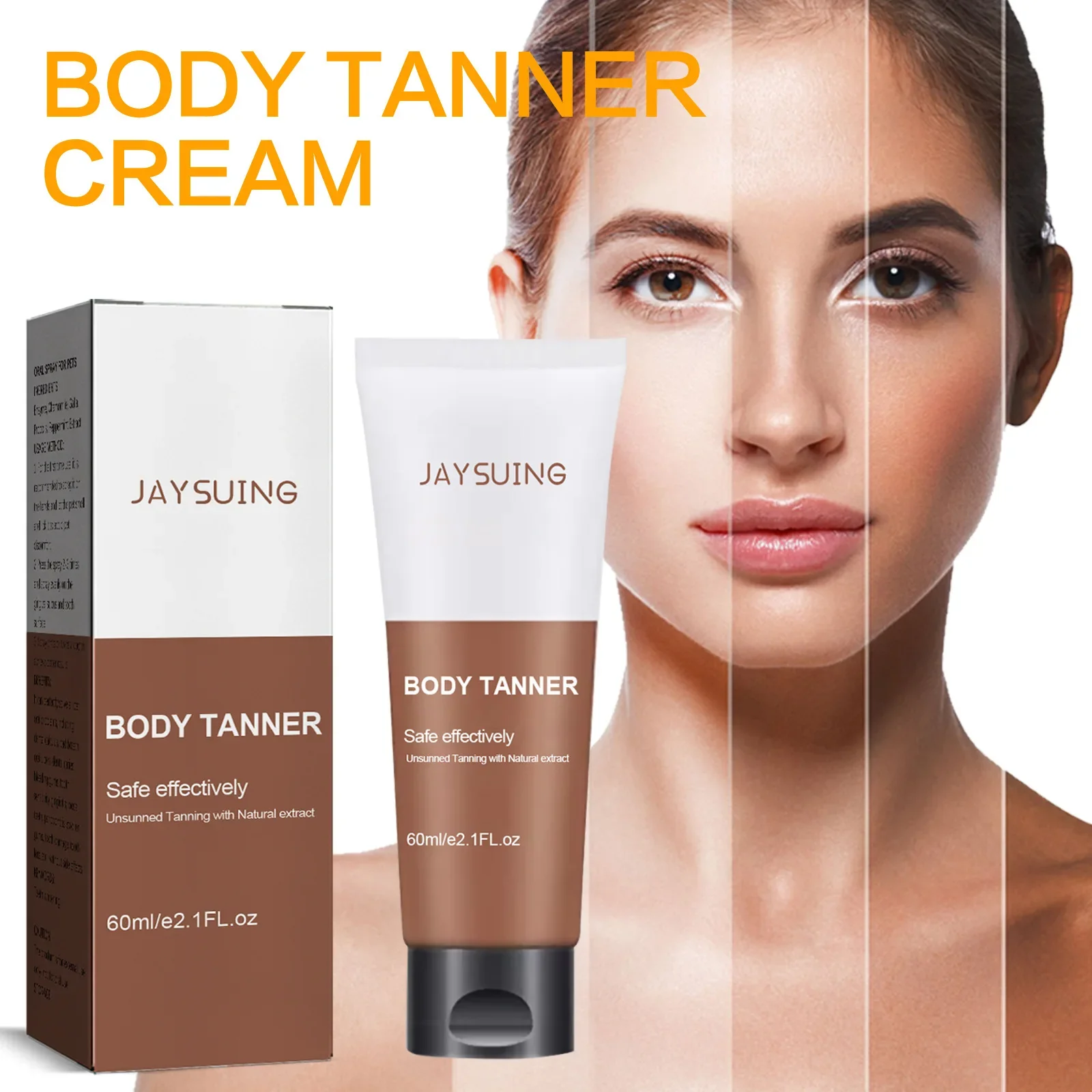 Self Tanning Cream Natural Sunless Quick Create Brown Shine Skin Long Lasting Bronzer Fake Tan Summer Beach Tanning Booster 60ml