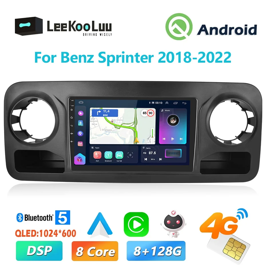 LeeKooLuu 8+128G CarPlay Android Radio For Benz Sprinter 2018-2022 Car Multiemdia Video Player 2din Head Unit 4G Wifi GPS Stereo