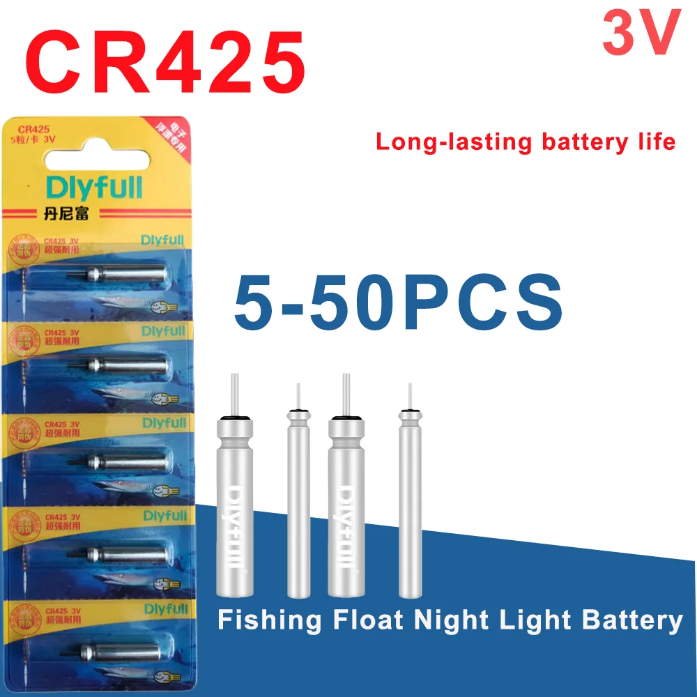 Hot 5-50PCS CR425 Luminous Battery Fishing Float Night Fishing Accessories Tackles Electronic Floats Batteries