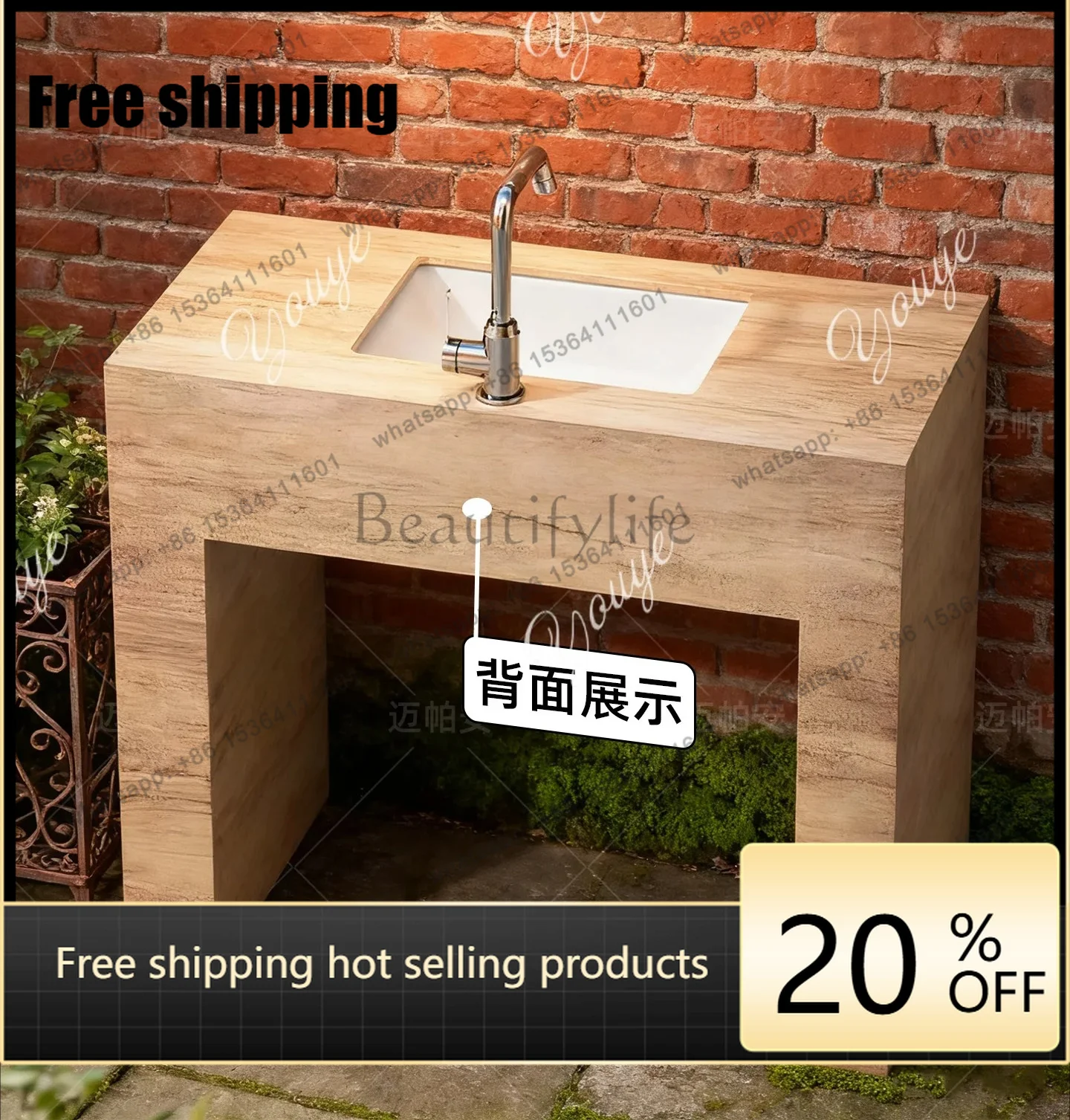 Factory Direct Outdoor Floor-to-ceiling Wash Basin Courtyard Garden Wash Basin Outdoor Balcony Wash Basin Integrated