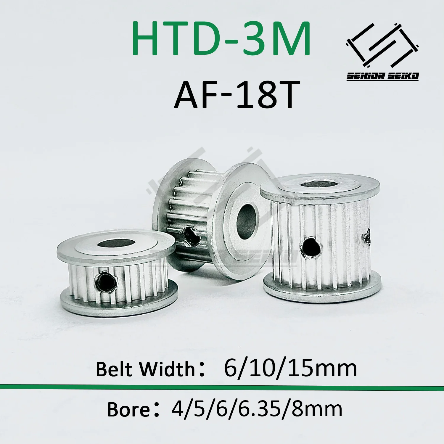 HTD3M  18T Timing Pulley 3M 18teeth Belt Width 6/10/15mm Bore 4/5/6/6.35/8mm Synchronous Wheel  Pitch 3mm 18 Teeth Belt Pulley