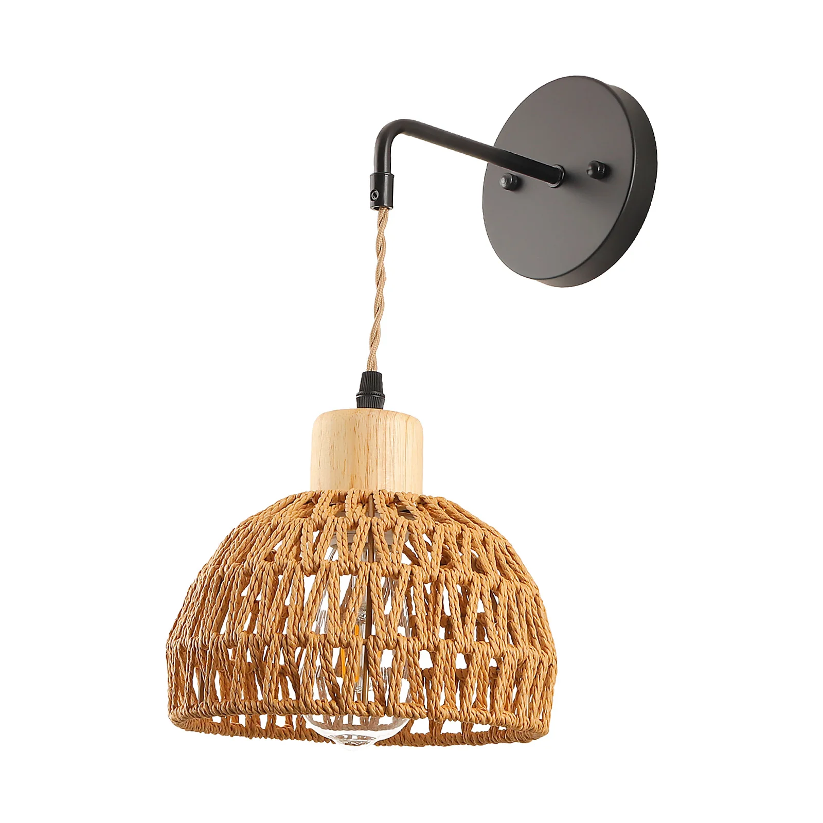 Imagem -06 - Rustic Hand-woven Wall Light Wall Sconce para Quarto Entrada e Restaurante