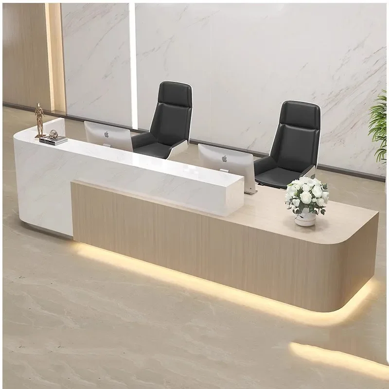 Cashier Office Reception Desk Bar Front White Cash Register Restaurant Tables Modern Office Receptionist Receptie Shop Furniture