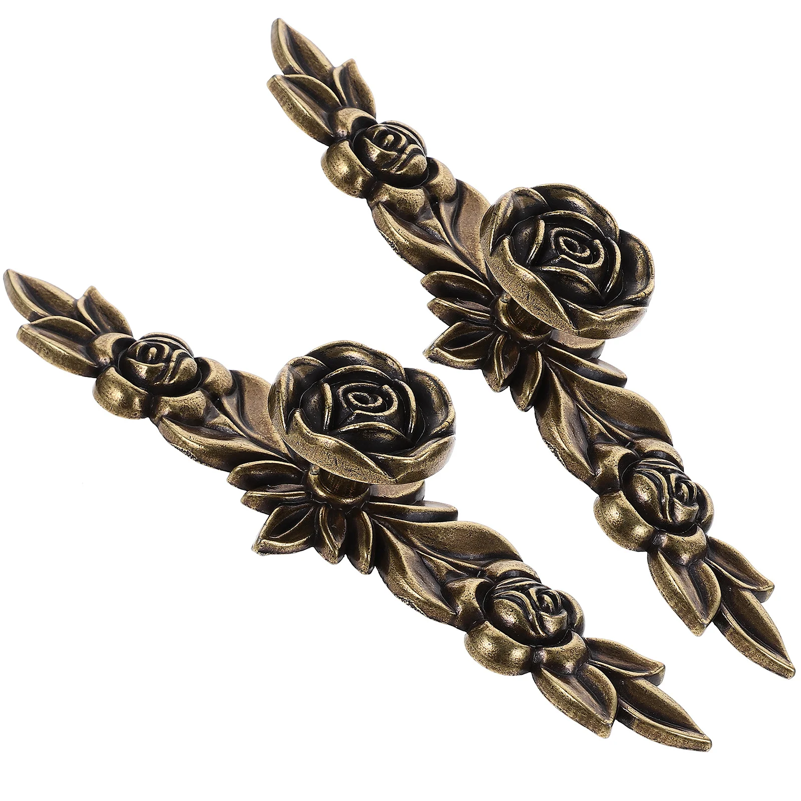 

2Pcs Rose Shaped Cabinet Knobs Vintage Zinc Alloy Drawer Pull Handles Cupboard Door Kitchen Wardrobe Furniture