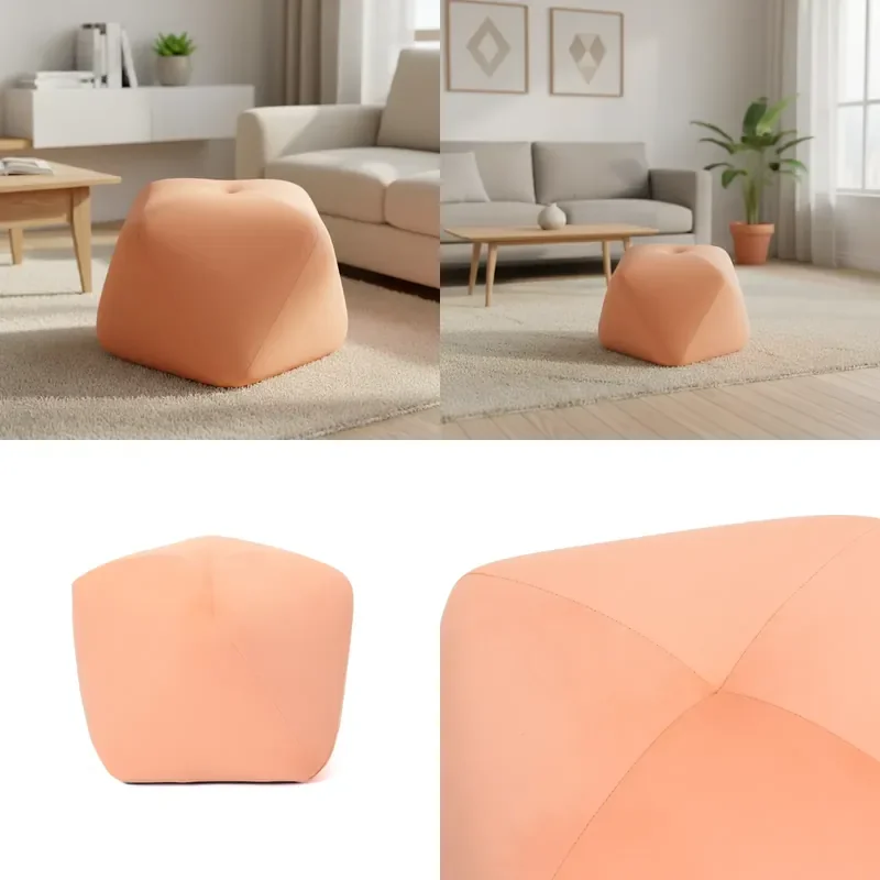 Modern Handmade Polyester Fabric Tufted Accent Ottoman Pouf for Living Room Bedroom Apartment Hotel Use Eco-Friendly Home