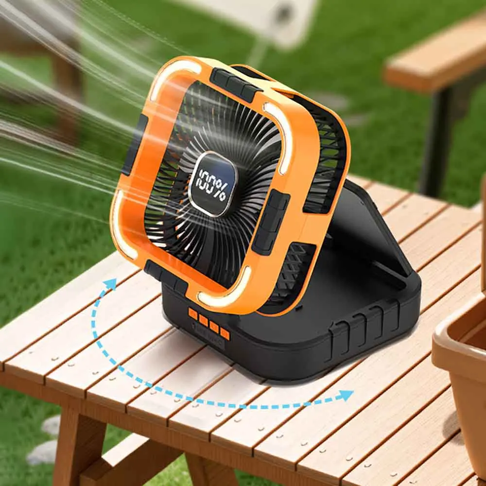 

TARKA Foldable Solar Fan Portable Outdoor Camping Fan with LED Light USB Rechargeable for Tent