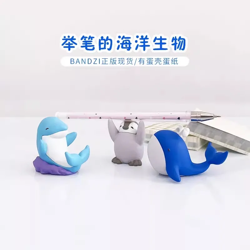BANDAI Japan Gashapon Figure Anime Cute Marine Animal Whale Penuins Dolphin Devilfish Inkfish Kawaii Capsule Toys