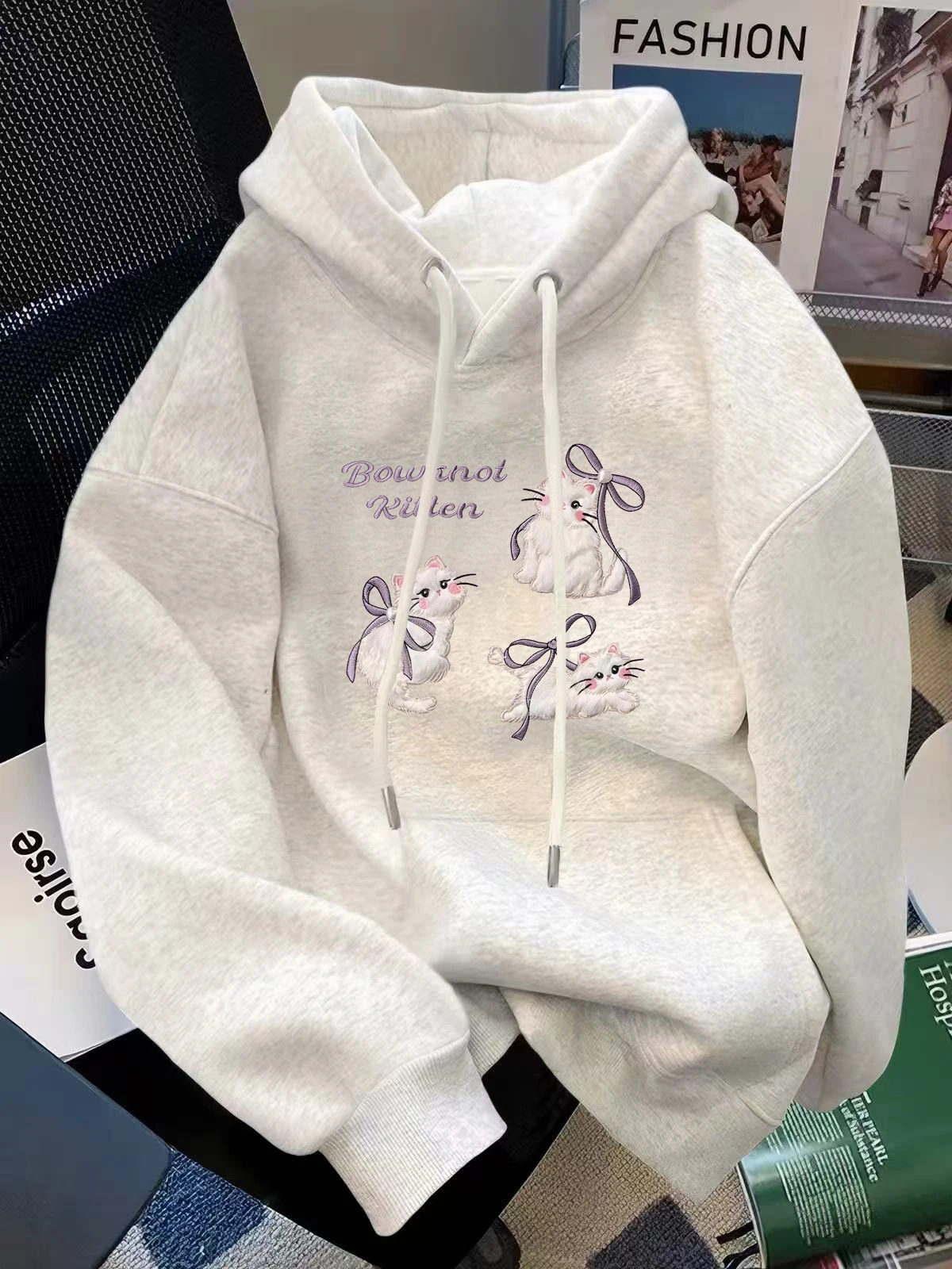 Women's Hoodie Sweatshirt Thin Model Fleece Lined Thickened Loose Fit Spring Autumn Winter Casual Outerwear Top