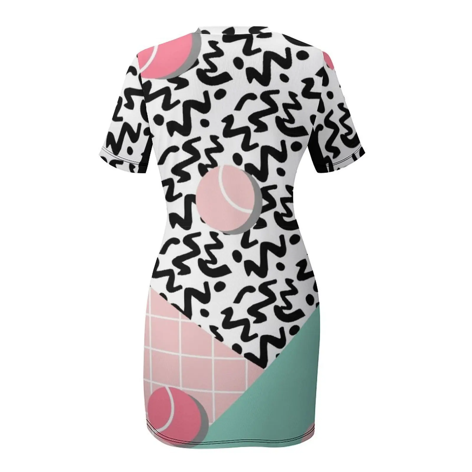 Tennis Pattern Short Sleeved Dress Prom gown bandage dress Dress for pregnant women