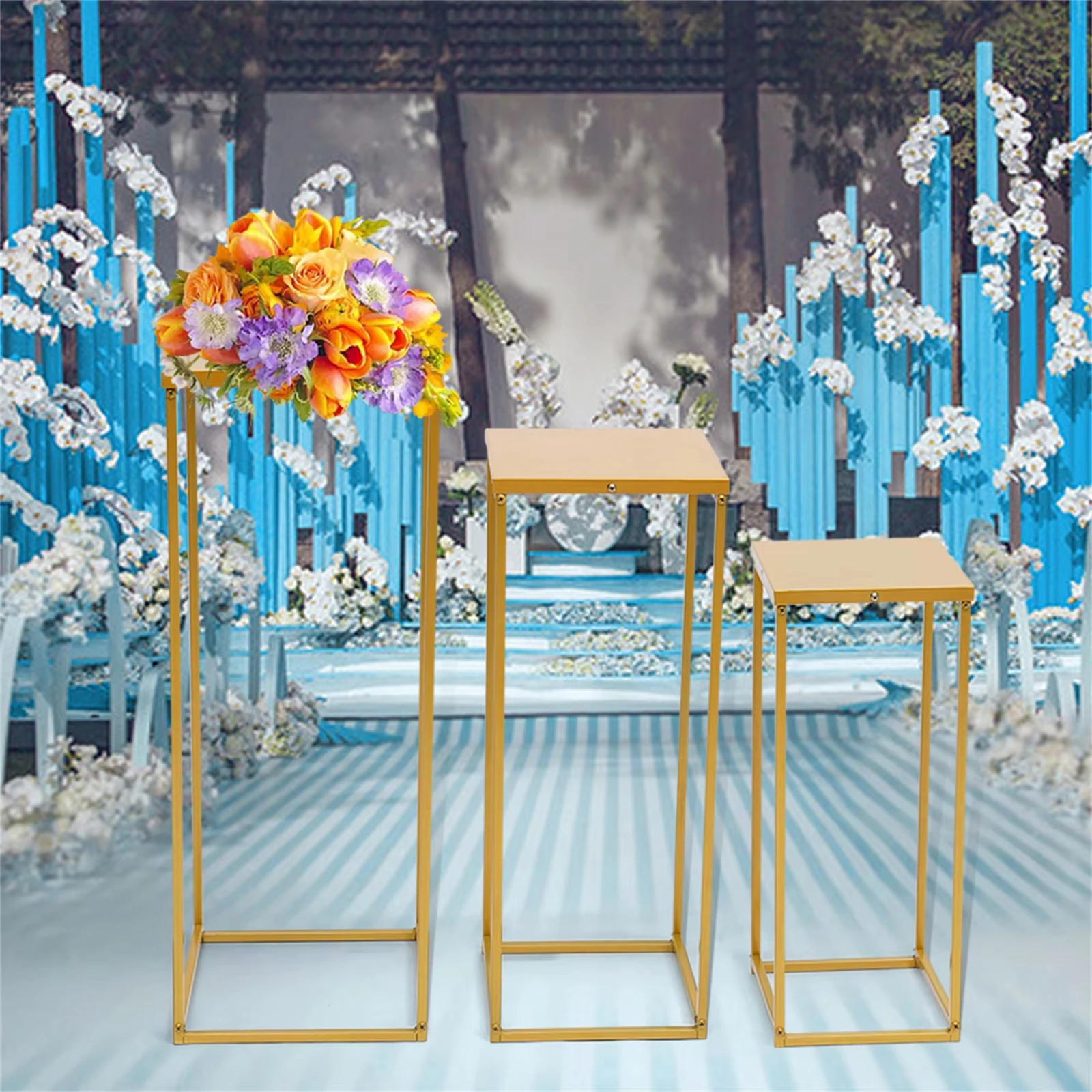 

Высококачественные металлические квадратные подставки для цветов, подставка для растений, художественная колонна, дорожный свинец, золотой/черный держатель для цветов для гостиной, свадьбы