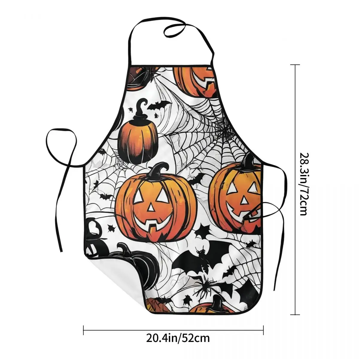 Halloween Pumpkins Spider And Bats Apron Chef Cooking Tablier Sleeveless Bib Kitchen Cleaning Pinafore for Women Men Painting