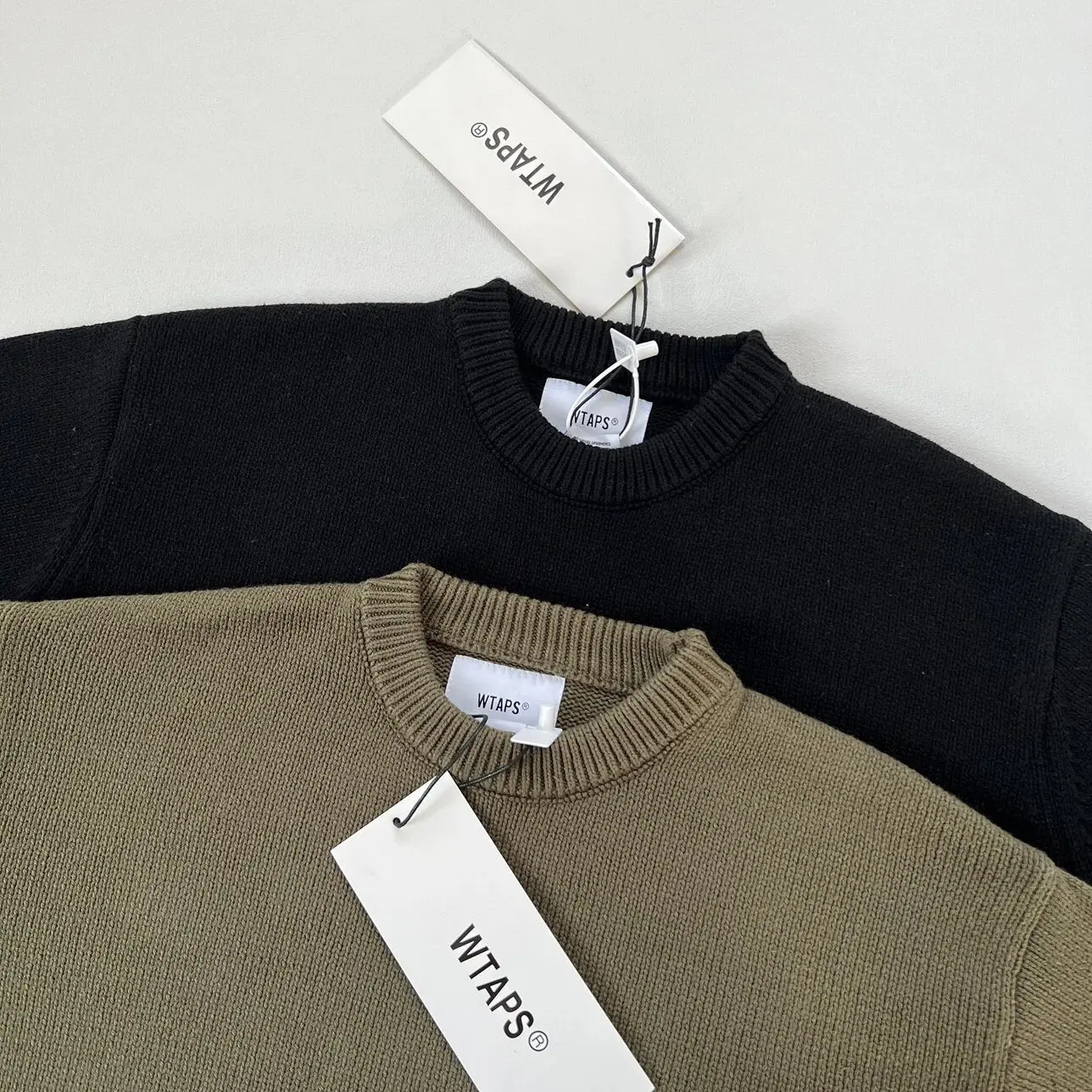 WTAPS 2026 Autumn Winter Men's Retro Letter Logo Sweater Heavyweight  Oversized Crew Neck Casual Japanese Streetwear Pullover