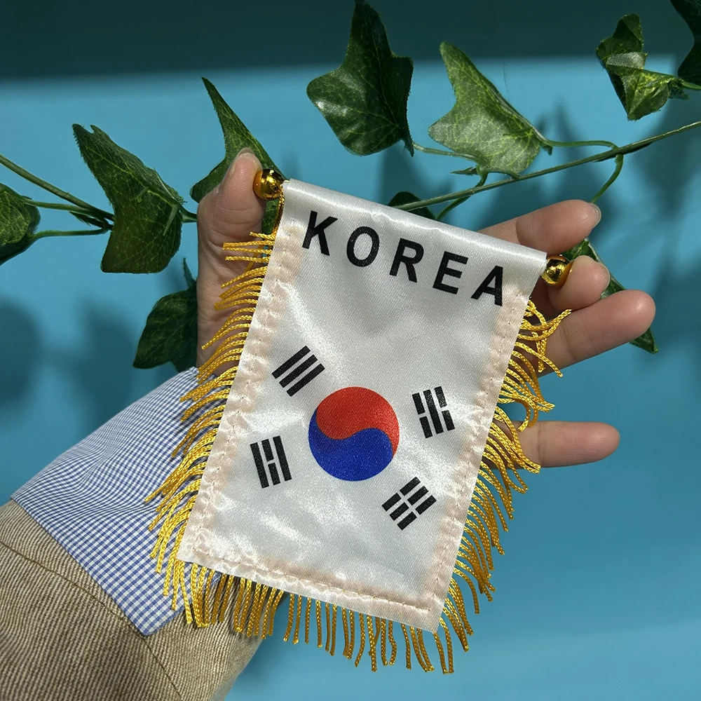 (SKY FLAG)South Korea Car Window flag 8*12cm Polyester double printed South Korea Hanging Mini flag for decoration