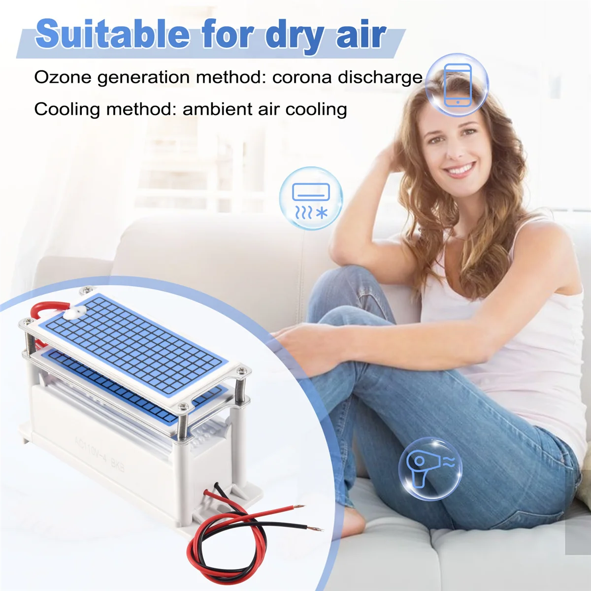 Generador de ozono de 110V, 60G/H, purificador de aire portátil, ozonizador, ozonizador para el hogar, máquina de ozono O3, larga vida útil, LITE