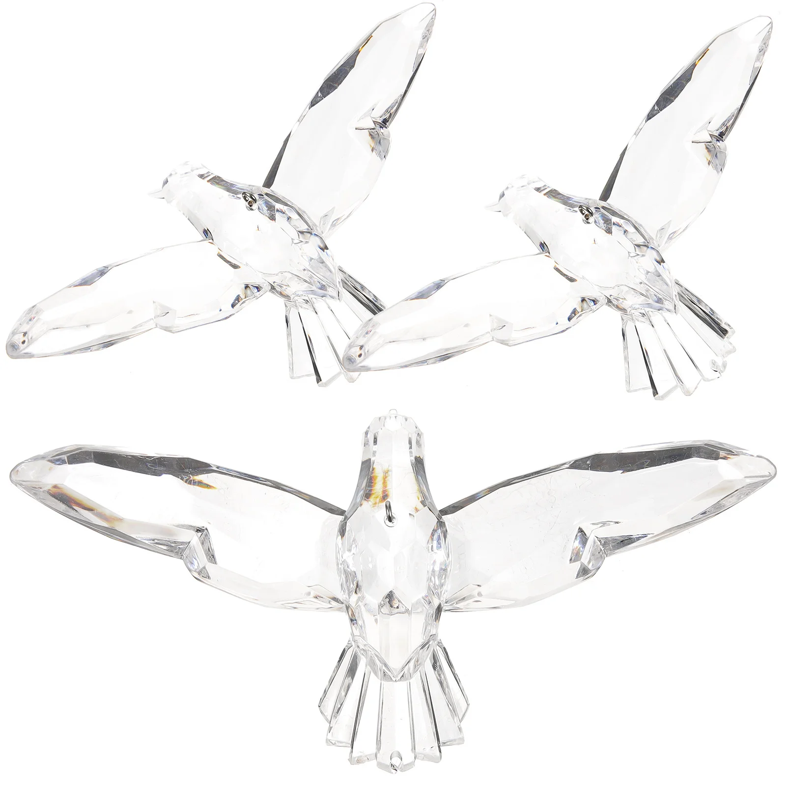 3Pcs Ceiling Hanging Bird Decoration Flying Birds Acrylic Ornament Transparent Home Party Decor Mantel Fireplace Xmas Tree